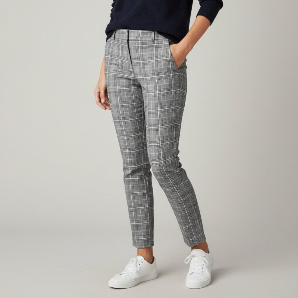Old Navy Pixie High Rise Slim Fit Pants Plaid Herringbone